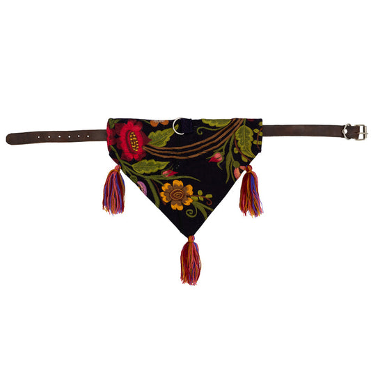 Eye-catching dog bandana with a captivating array of colors and patterns.
