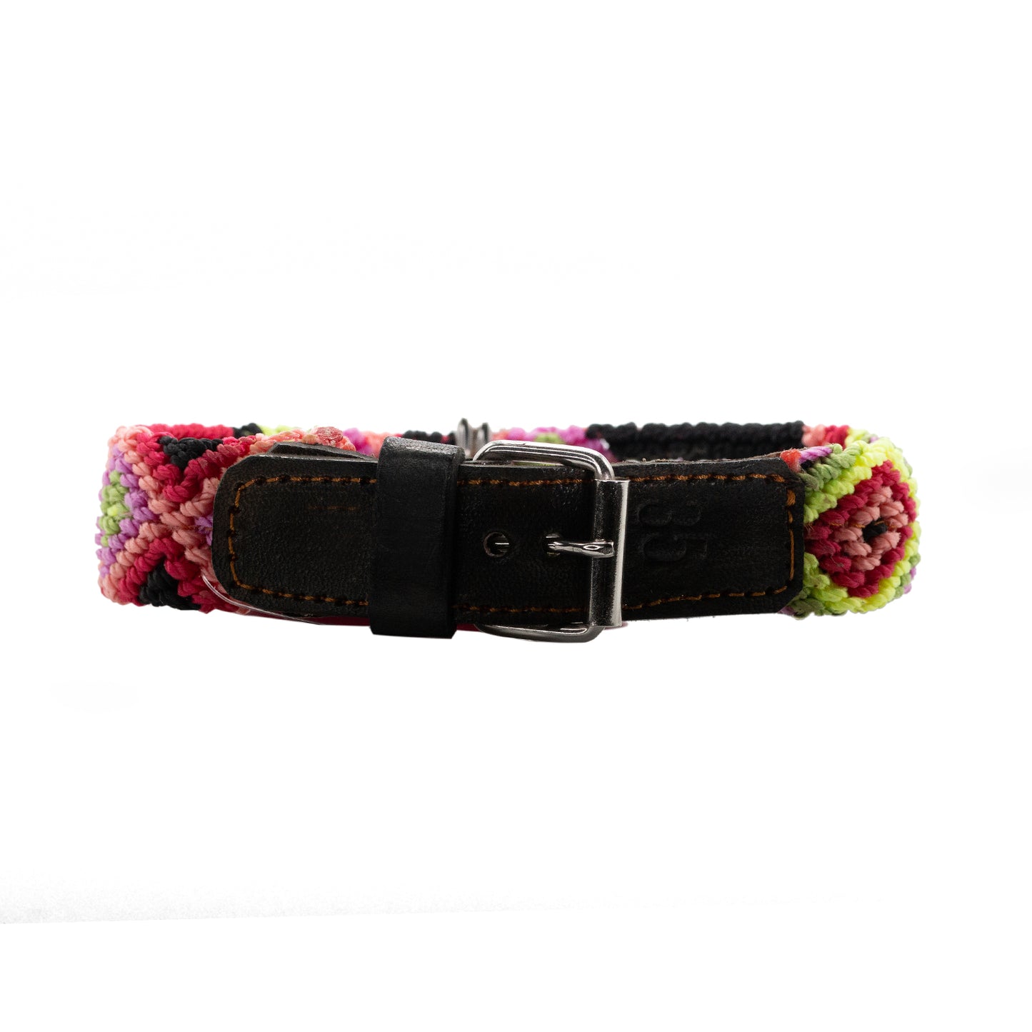 Artisan-made dog collar featuring intricate handwoven details