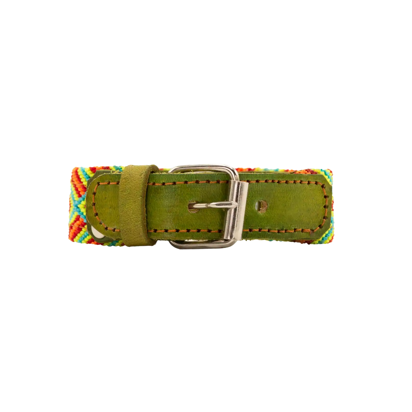 Unique handwoven dog collar with vibrant colors