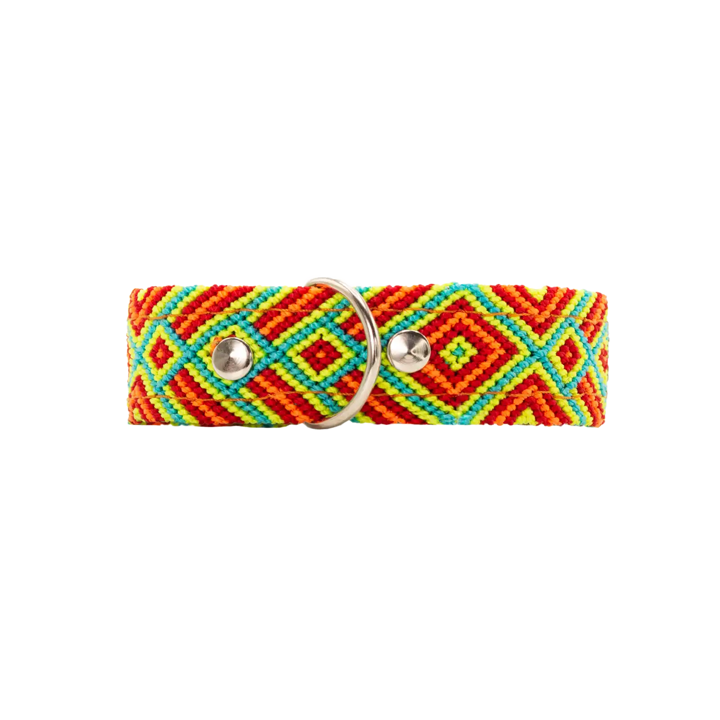 Unique handwoven dog collar with vibrant colors