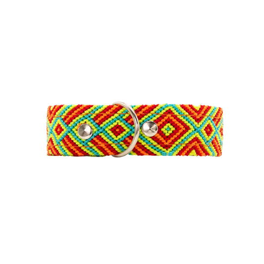 Unique handwoven dog collar with vibrant colors