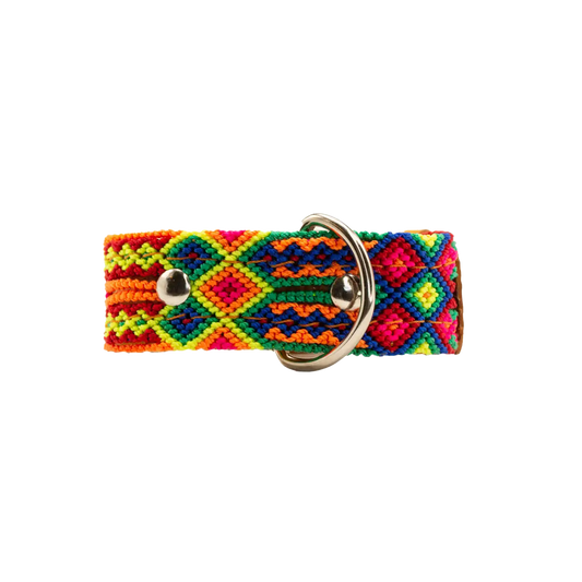 Handwoven dog collar designed to withstand the rigors of outdoor play