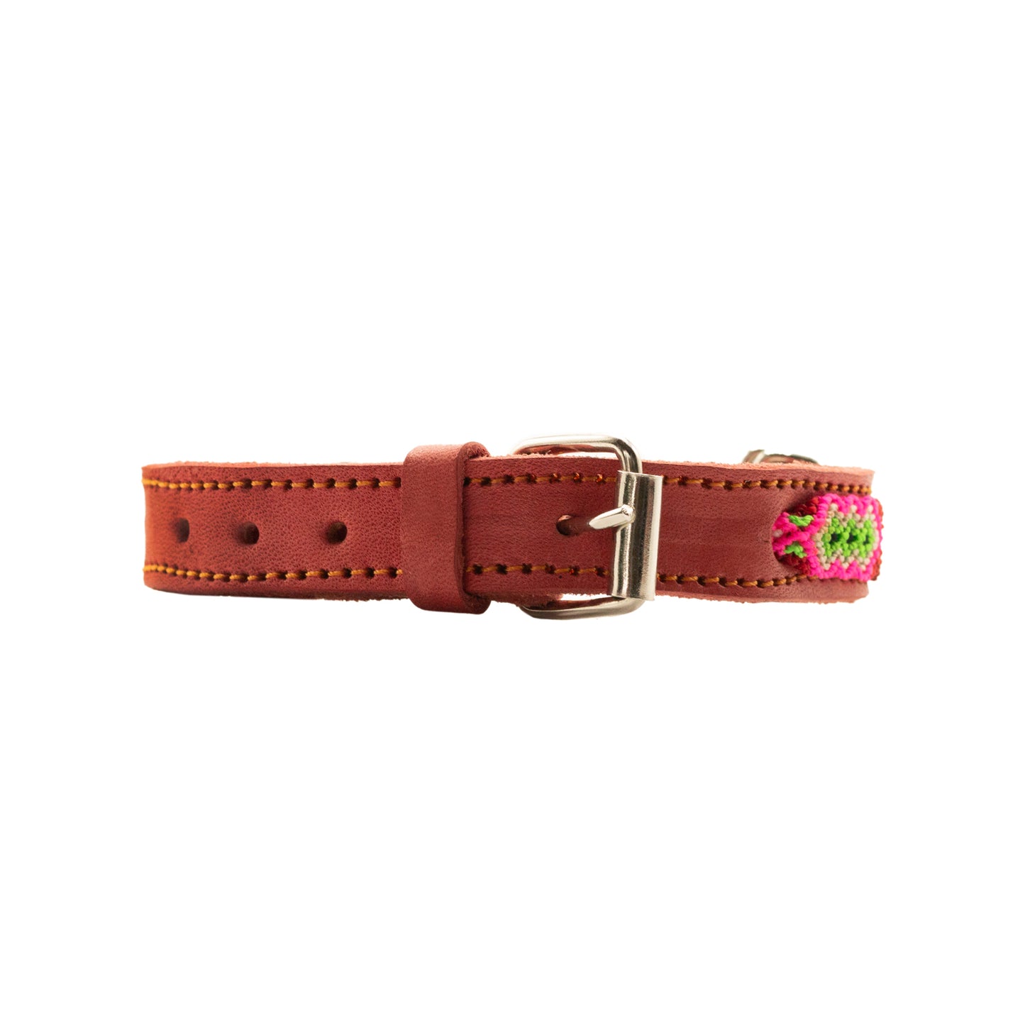 Artisan-made pet collar featuring traditional Mexican weaving techniques