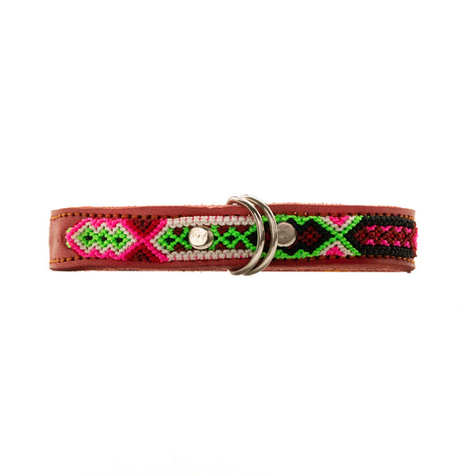 Artisan-made pet collar featuring traditional Mexican weaving techniques