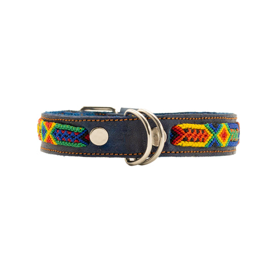 Eye-catching design on a handmade leather collar for pets