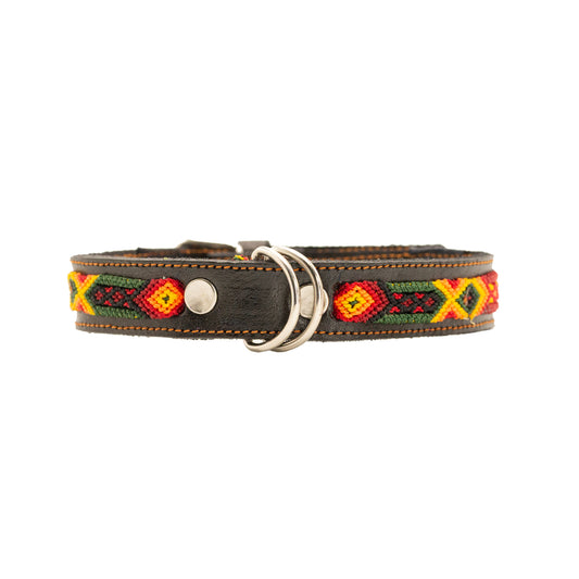 Custom pet collar crafted by skilled artisans in Chiapas, Mexico