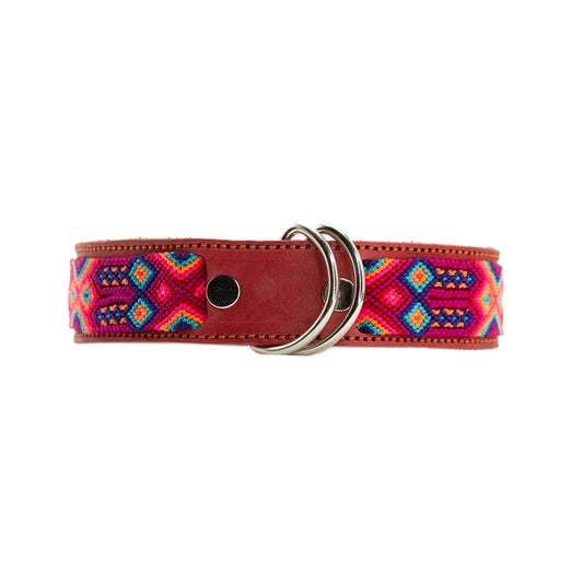 Eye-catching pet collar showcasing intricate handwoven patterns