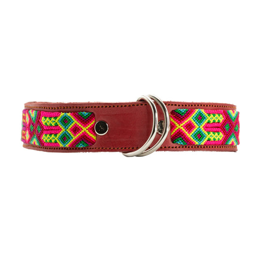 Artisan-crafted leather collar for pets with stunning woven designs