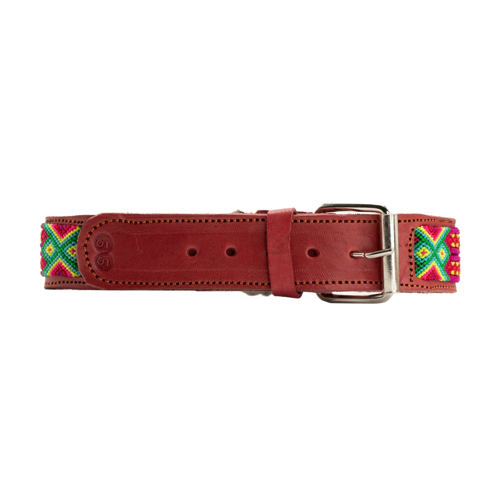 Artisan-crafted leather collar for pets with stunning woven designs