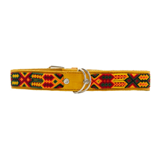 Vibrant silk thread weaving adds a touch of elegance to this pet collar