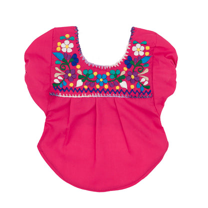 Embroidered pink dog blouse, featuring intricate designs for a touch of elegance in your pet's wardrobe.