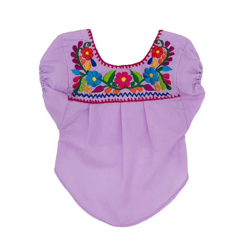 Embroidered lilac dog blouse, featuring intricate designs for a touch of elegance in your pet's wardrobe.