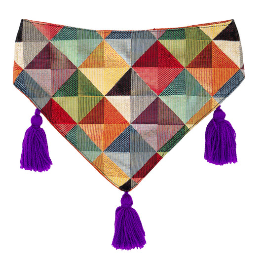 Eye-catching dog bandana, sure to spark joy with its vibrant colors.