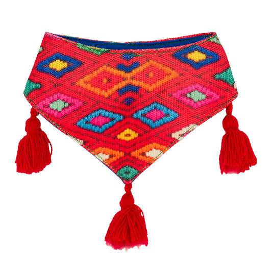 Funky dog bandana featuring an array of lively hues.