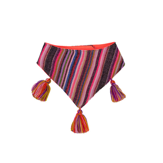 Funky dog bandana with a vibrant and eclectic color scheme