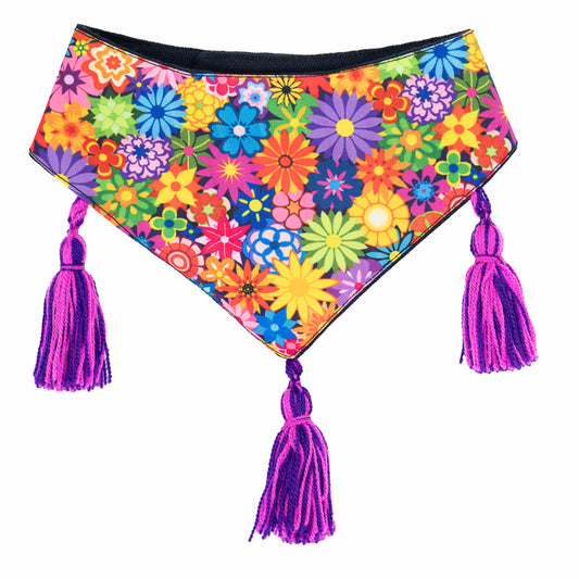 Cheerful dog bandana adorned with a medley of colors, perfect for playful pups