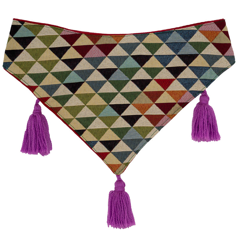 Colorful canine accessory, a vibrant dog bandana with eye-catching colors.