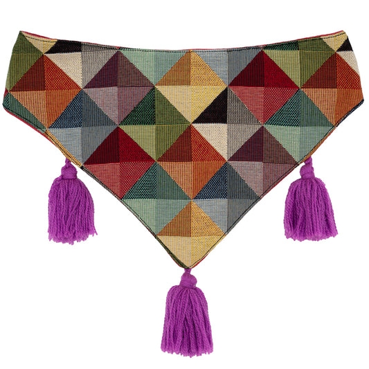 Eye-catching dog bandana with a colorful motif, adding flair to any furry friend's look