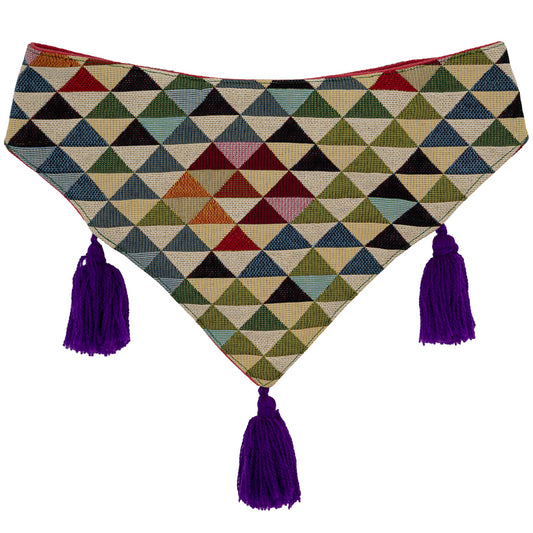Eye-catching dog bandana with a colorful motif, adding flair to any furry friend's look