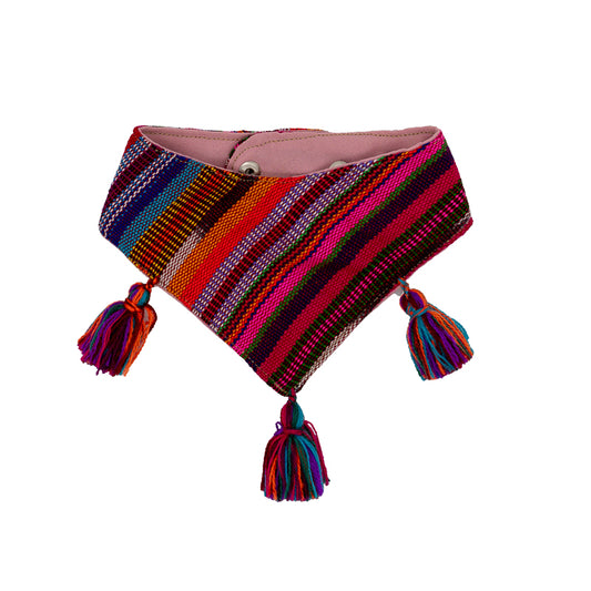 Playful dog bandana with a delightful mix of bright colors.