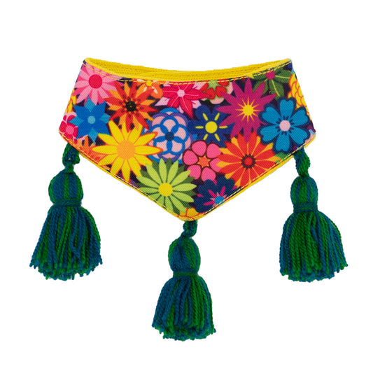 Cheerful dog bandana featuring a lively floral pattern