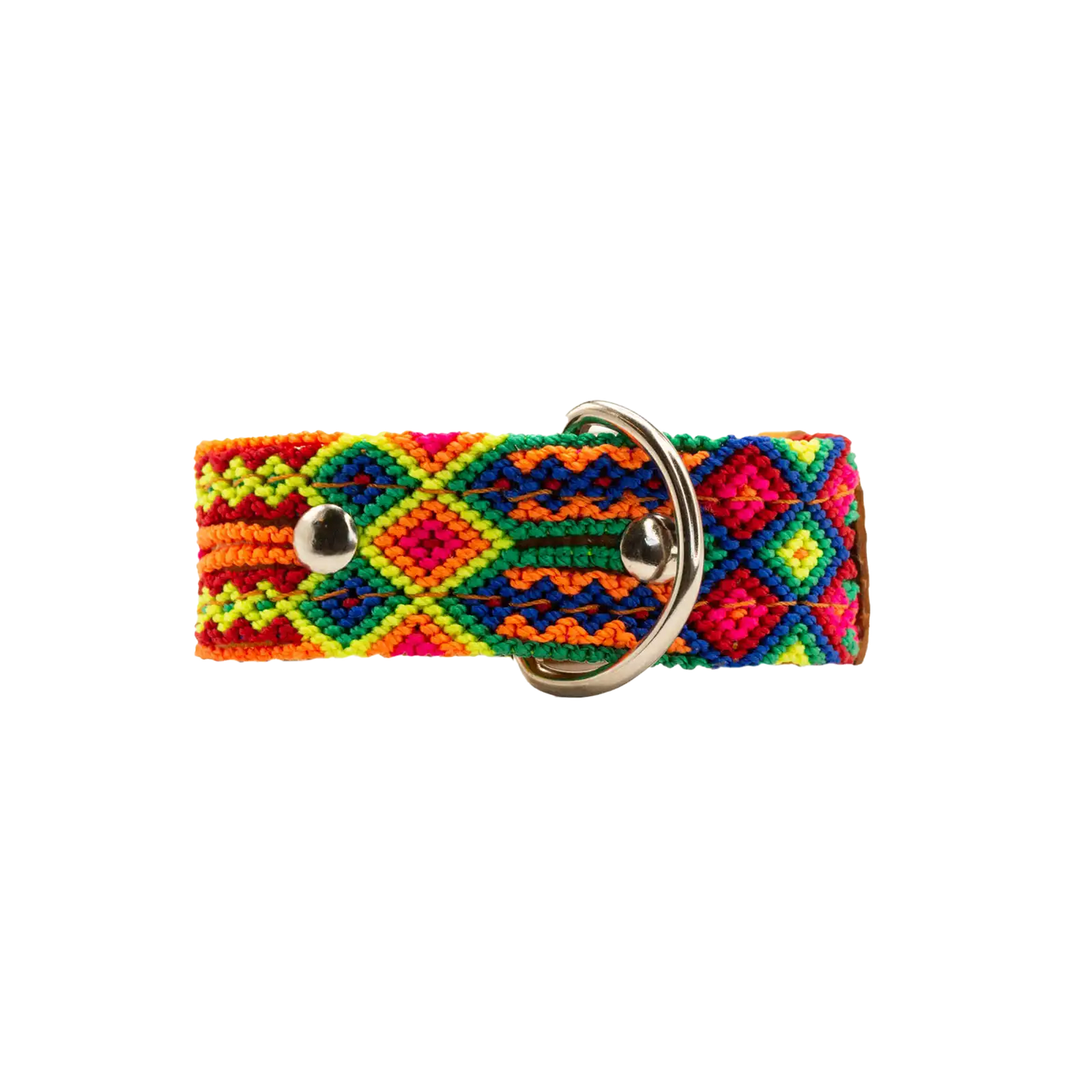 Handwoven dog collar designed to withstand the rigors of outdoor play