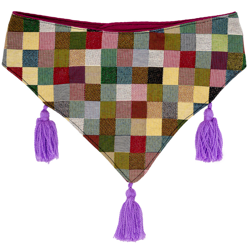 Colorful canine accessory, a vibrant dog bandana with eye-catching colors.